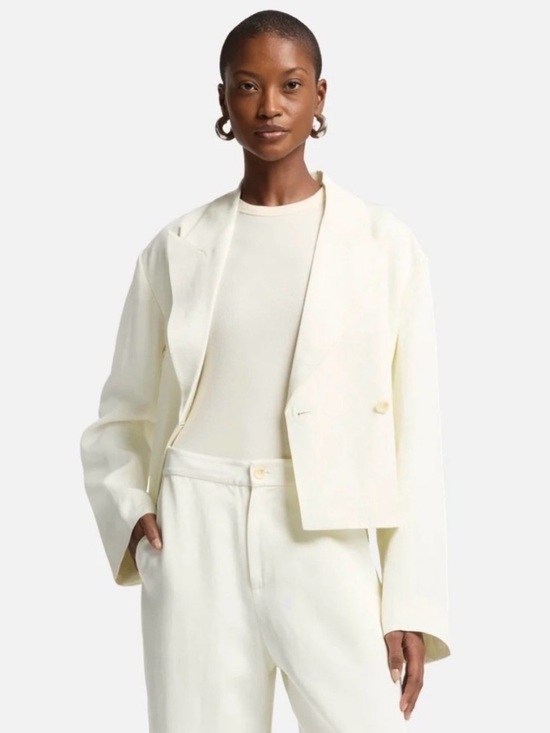 7 For All Mankind Jackets & Blazers - 7 FOR ALL MANKIND Long Sleeve Oversized Linen Blend Cropped Ivory Blazer--NWT--S